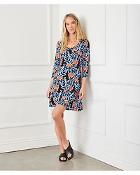 Three Quarter Sleeve A Line Dress