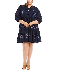 Plus Embroidered Lace Trim Dress