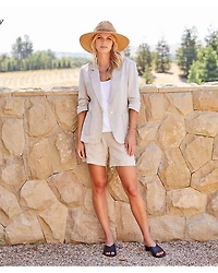 Ruched Sleeve Linen Jacket