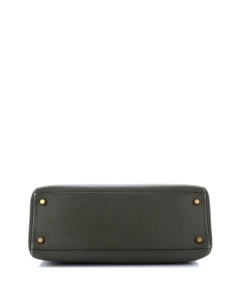 Kelly 32 Handbag Green Togo with Gold Hardware