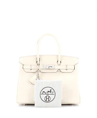 Pre-Owned Hermes Birkin 30 Handbag Light Epsom with Palladium Hardware