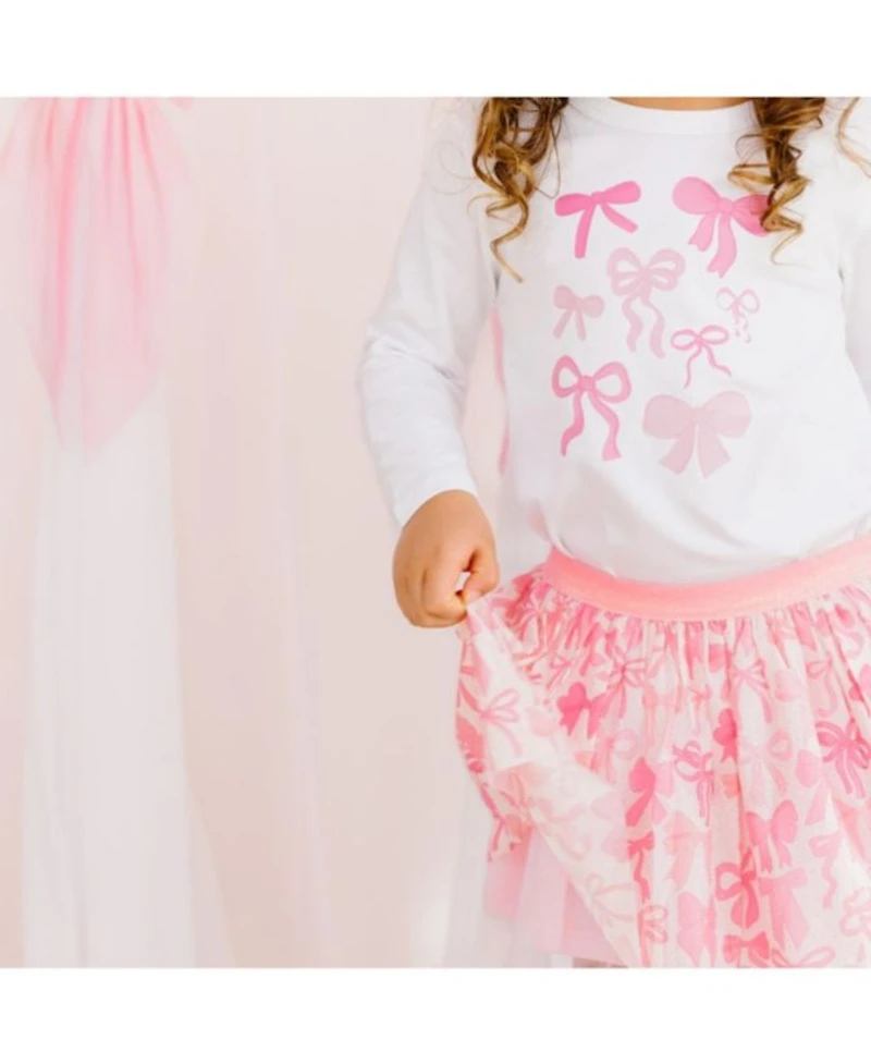 Coquette Bow Doodle Long Sleeve Shirt - Little Kid