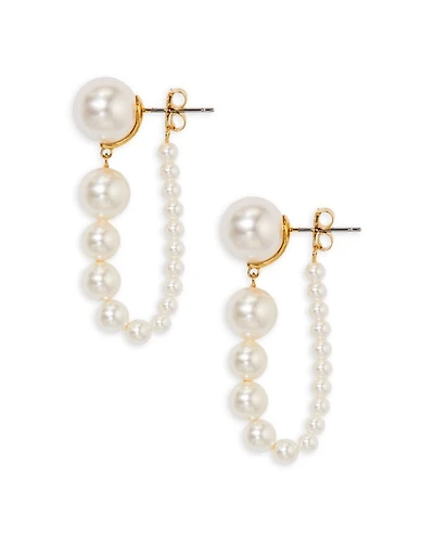 London Front to Back Linear Pearl Earrings