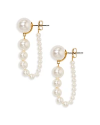 Nadri London Front to Back Linear Pearl Earrings