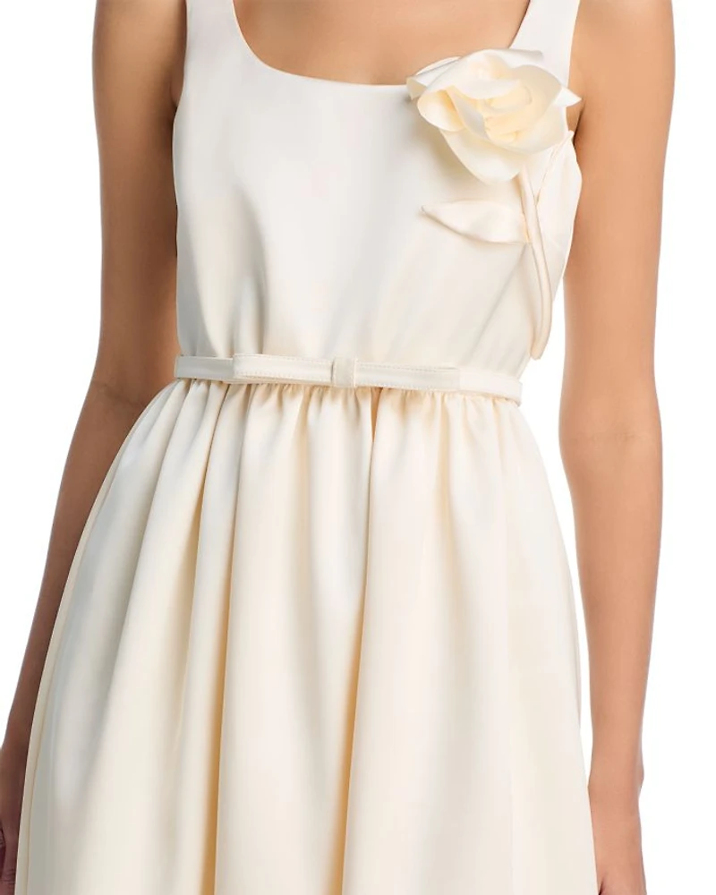 Satin Flower Midi Dress