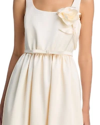 Satin Flower Midi Dress