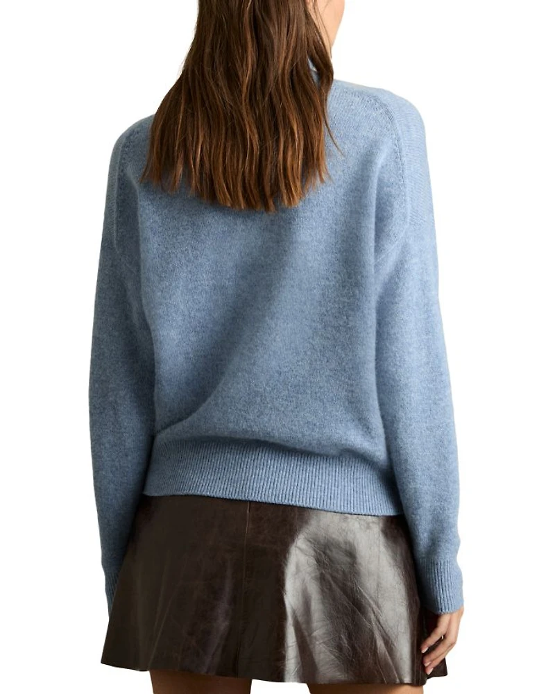 Ava Wool Blend Open Neck Button Knit Sweater