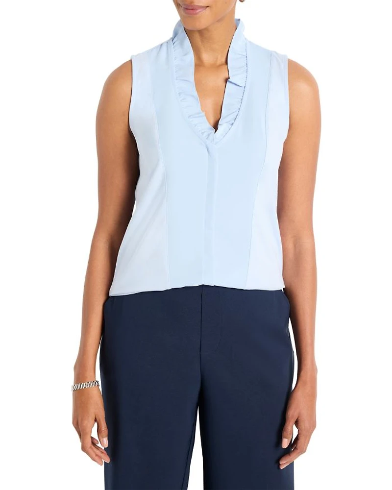 Ruffled V Neck Tank Top