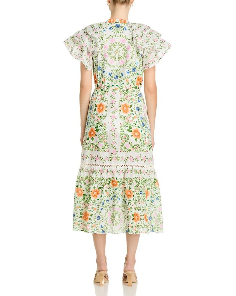 Folk Floral Midi Dress