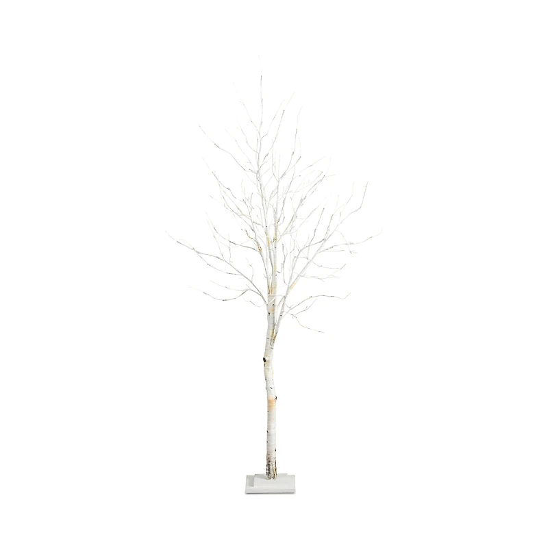 Nearly Natural 6' Pre Lit Artificial White Birch Tree with 90 White Led Lights