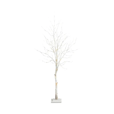 Nearly Natural 6' Pre Lit Artificial White Birch Tree with 90 White Led Lights