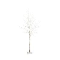 Nearly Natural 6' Pre Lit Artificial White Birch Tree with 90 White Led Lights