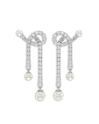 Lucent Imitation Pearl & Crystal Matrix Drop Earrings