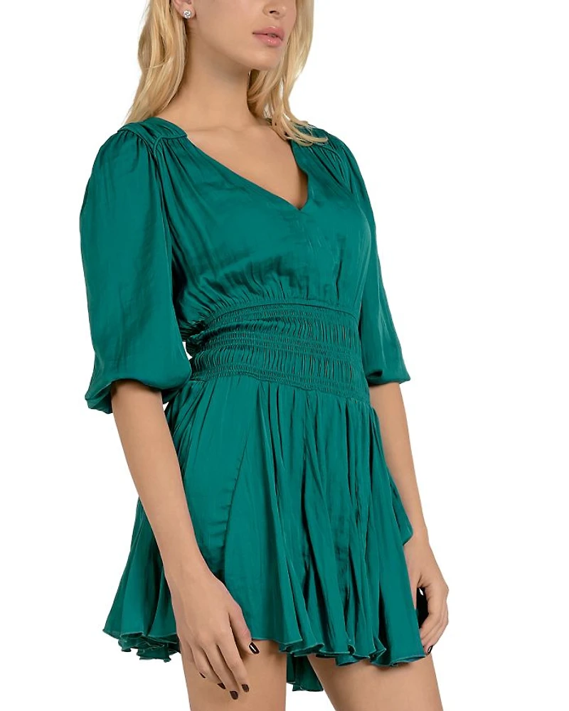 Elbow Sleeve Smocked Mini Dress