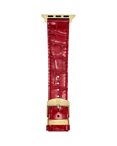 Michele Ruby Red Leather Bracelet Band for Apple Watch, 38-49mm