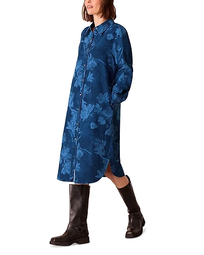 Whistles Chalk Print Denim Shirt Dress