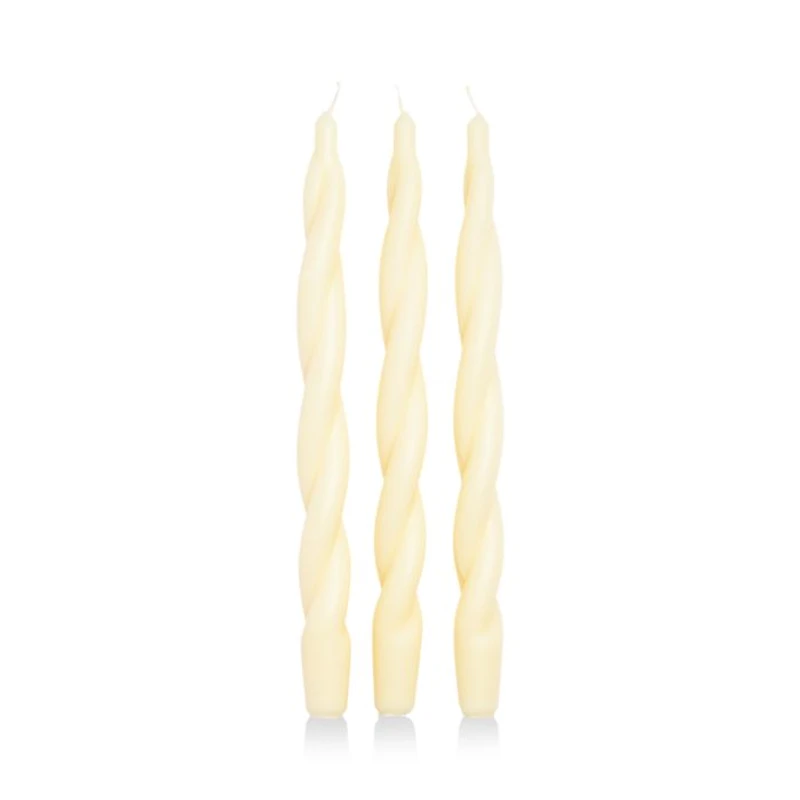 Ikome Thick Tapered Twist Candle, 3 Pack