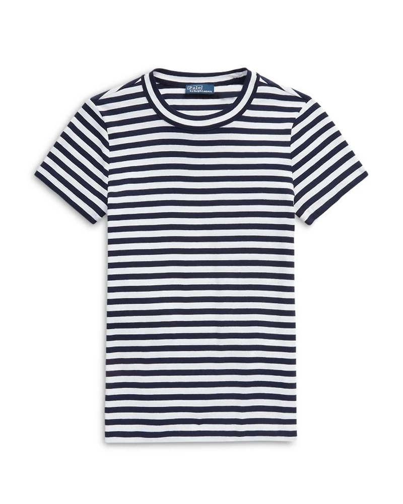 Striped Ribbed Cotton Crewneck Tee
