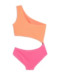 Girls' Cutout One Shoulder Piece Swimsuit - Big Kid
