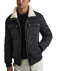 Reiss Misty Faux Fur Collar Puffer Jacket