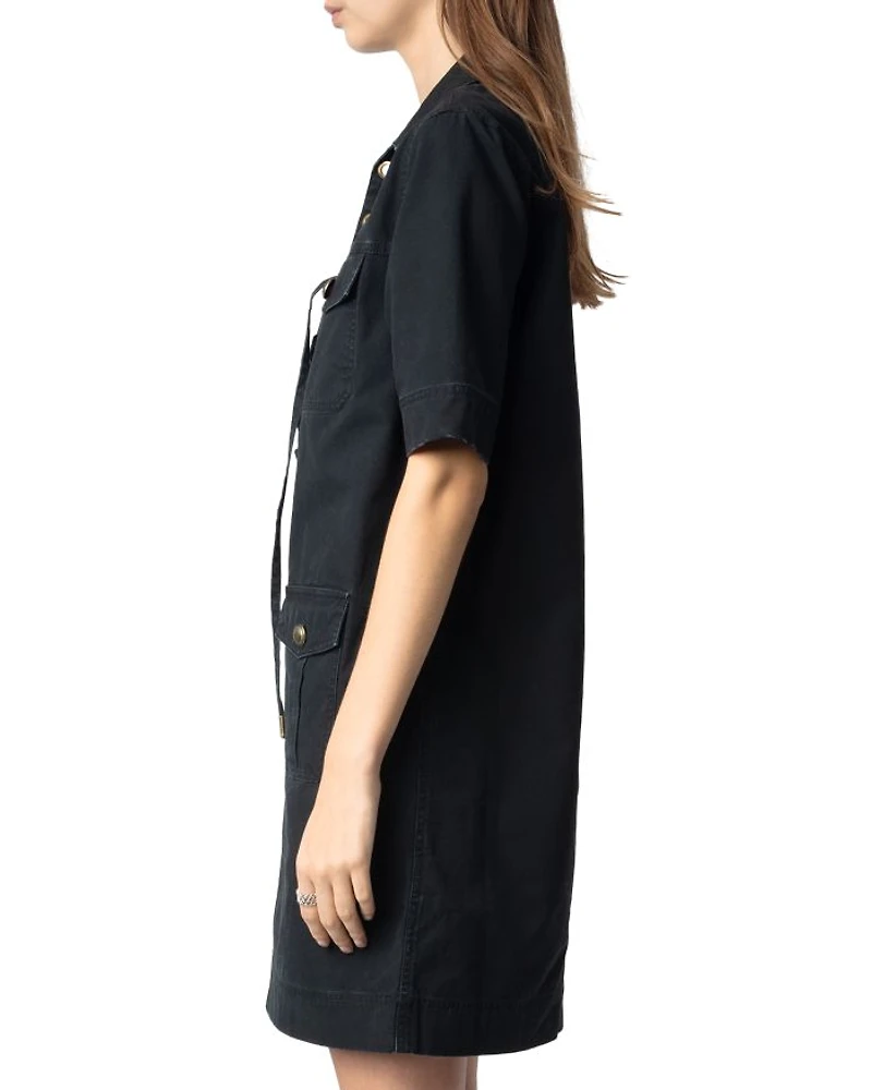 Record Military Cotton Mini Dress