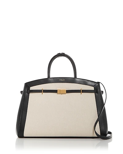 DeMellier The Hudson Canvas & Leather Top Handle Bag
