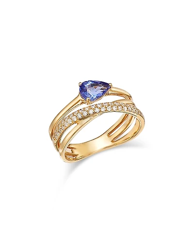 Bloomingdale's Fine Collection Tanzanite & Diamond Crossover Statement Ring