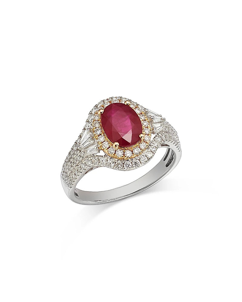 Bloomingdale's Fine Collection Ruby & Diamond Oval Halo Ring
