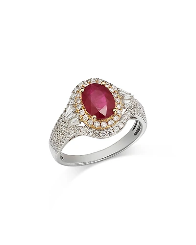 Bloomingdale's Fine Collection Ruby & Diamond Oval Halo Ring