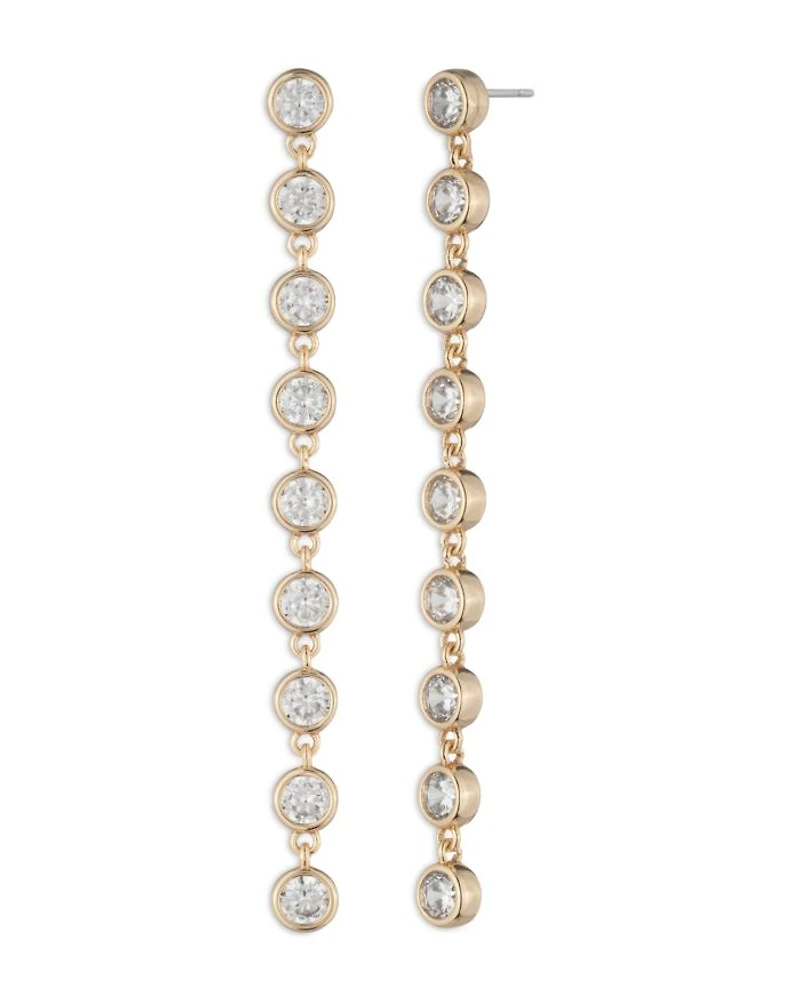 Linear Cubic Zirconia Drop Earrings, 2.25"L