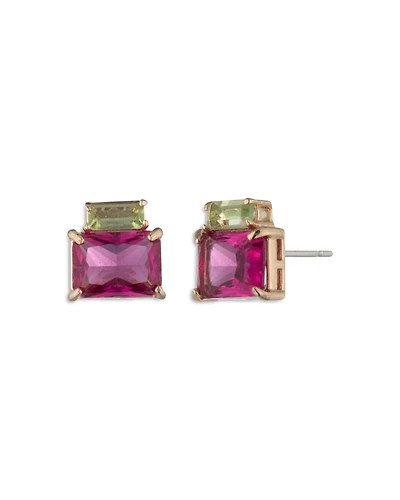 Stone Stud Earrings, 0.4"L