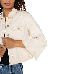 Embroidered Fray Hem Jacket