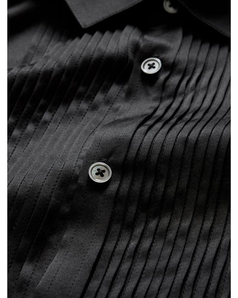 Silk Pleated Front Shirt