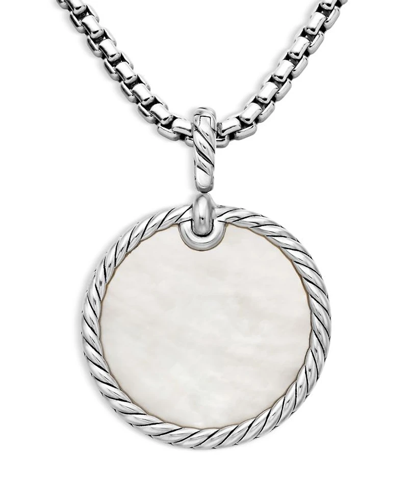 Sterling Silver DY Elements® Disc Pendant with Mother-of-Pearl & Diamonds