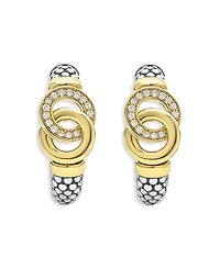 18K Yellow Gold & Sterling Silver Signature Caviar Diamond Interlocking Hoop Earrings
