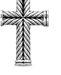 Men's Chevron Cross Pendant in Sterling Silver, 40mm