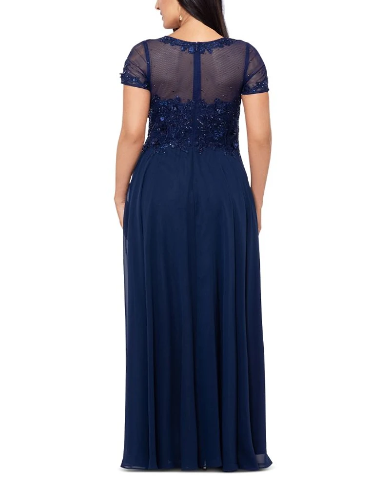 Beaded Mesh Gown