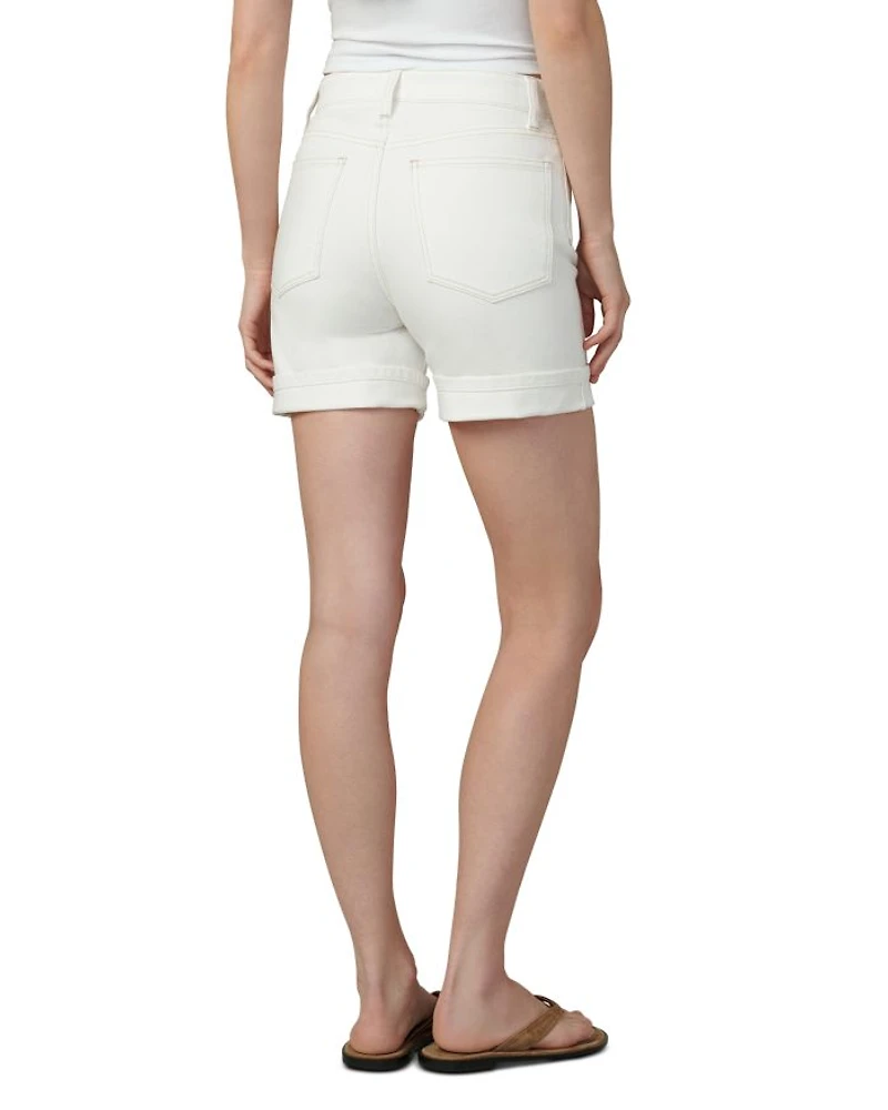 The Joey High Rise Cuffed Jean Shorts Milk