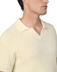 Textured Short Sleeve Polo Sweater