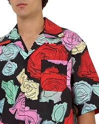 Printed Short Sleeve Button Front Camp Shirt