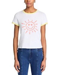Smiling Sun Shrunken Ringer Tee