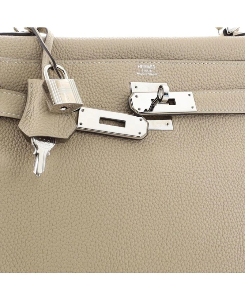Kelly 28 Handbag Light Togo with Palladium Hardware