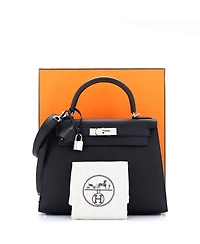 Kelly 28 Handbag Black Epsom with Palladium Hardware
