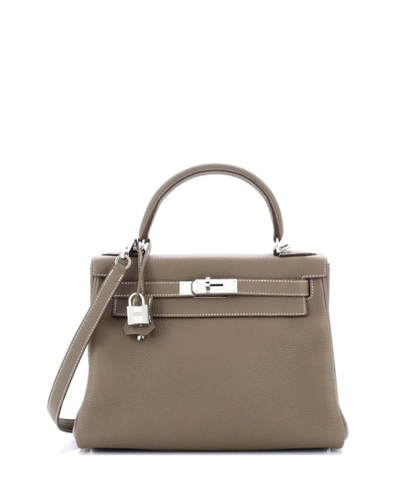 Kelly 28 Handbag Grey Togo with Palladium Hardware