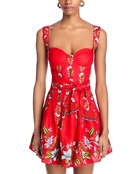 Sweet Bloom Bouquet Red Sleeveless Mini Dress