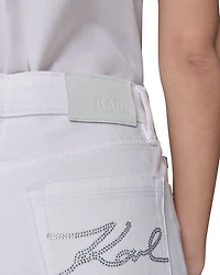 High Rise Crystal Cuff Jeans White