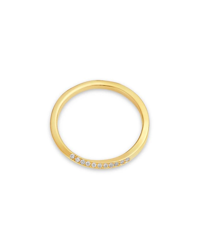14K Yellow Gold Pavé Diamond Twist Wire Ring