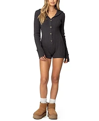 Edikted Hooded Cable Knit Romper
