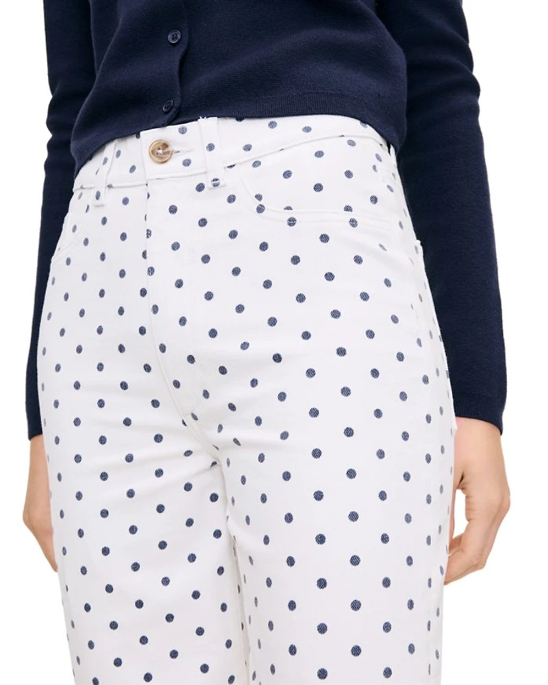 Hepburn High Rise Ankle Wide Leg Jeans Marine Dots