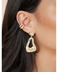 Molten 18K Yellow Gold Plated Drop Earrings, 1.9"L